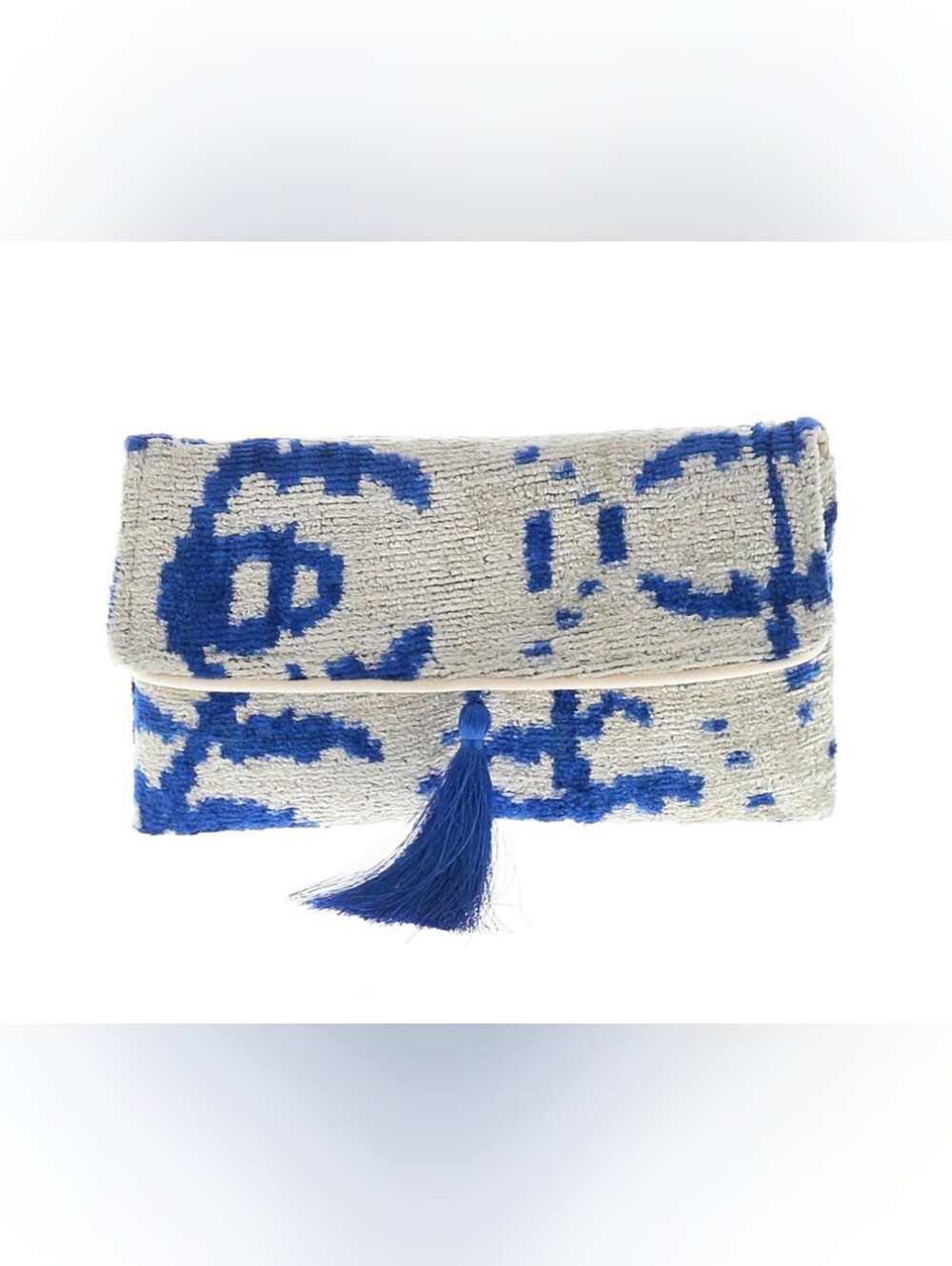 Blue and Cream Tassel Women's Clutch Bag